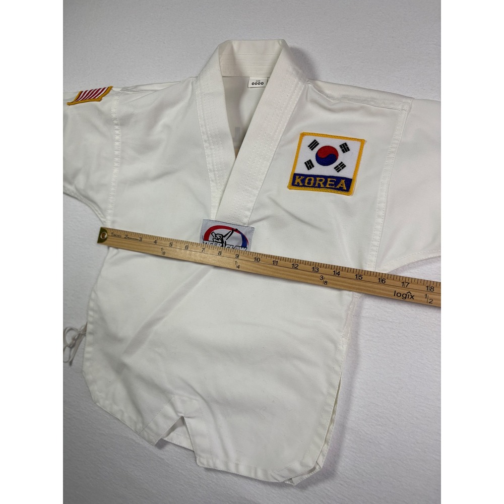 Tiger Claw Kids White Taekwondo Martial Arts Dobok Top Korea USA Patch Size 0000 - Picture 5 of 7